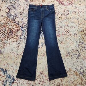 Spanx Jeans Women Blue Denim Flare Stretch Pull On Jeans Pants Size Large